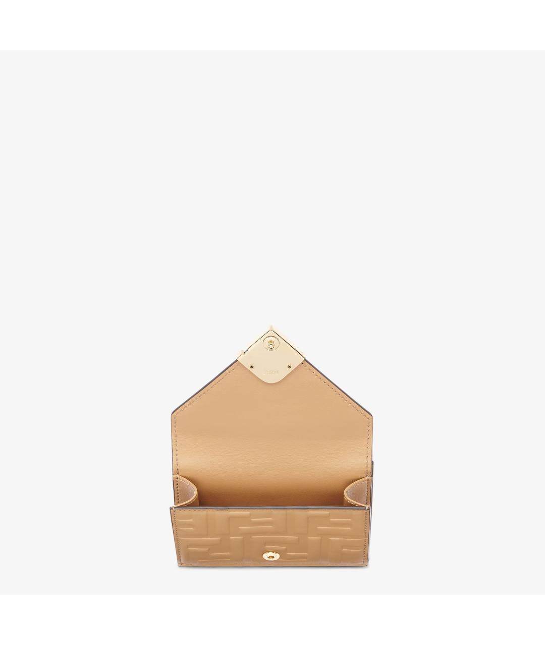 FENDI Бежевый кожаный кошелек, фото 2