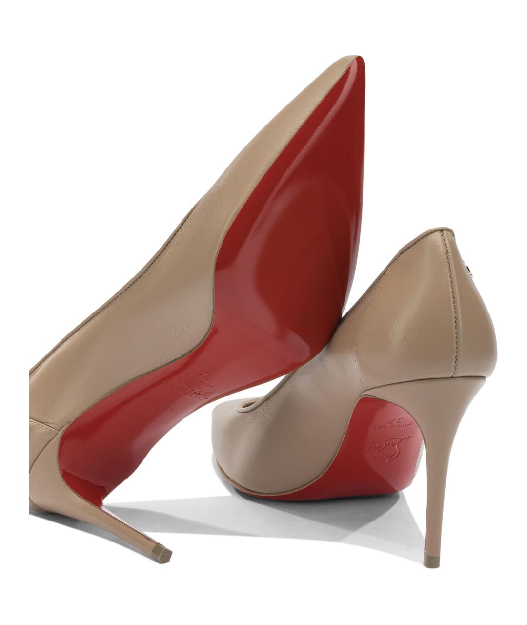 CHRISTIAN LOUBOUTIN Бежевые кожаные туфли, фото 5