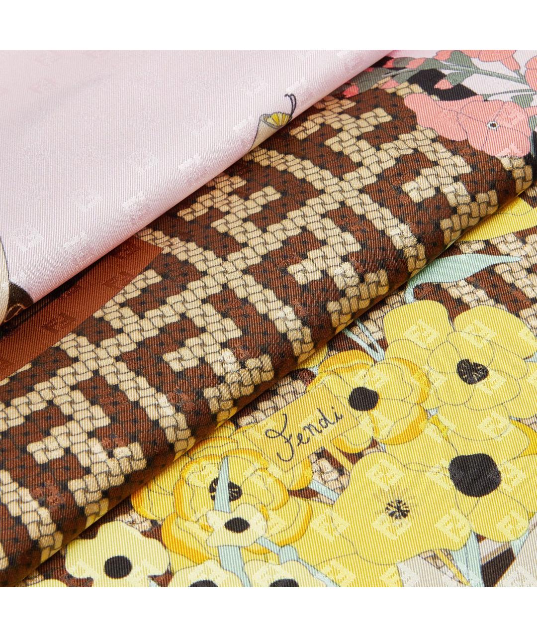 FENDI Розовый шелковый платок, фото 2