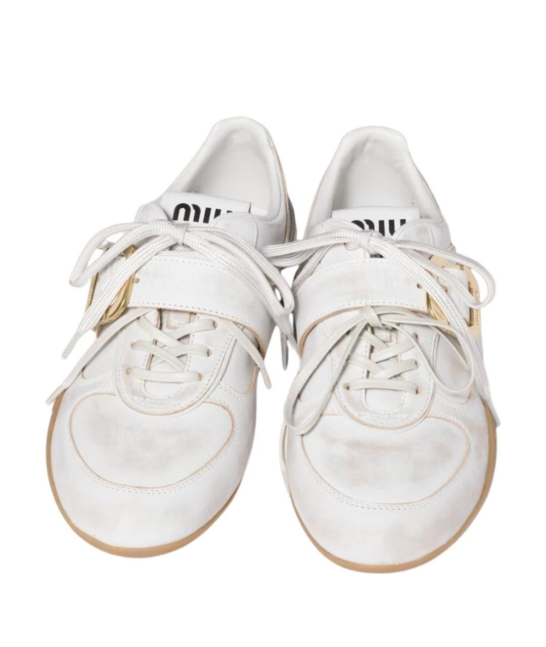 MIU MIU Белые кожаные кроссовки, фото 4