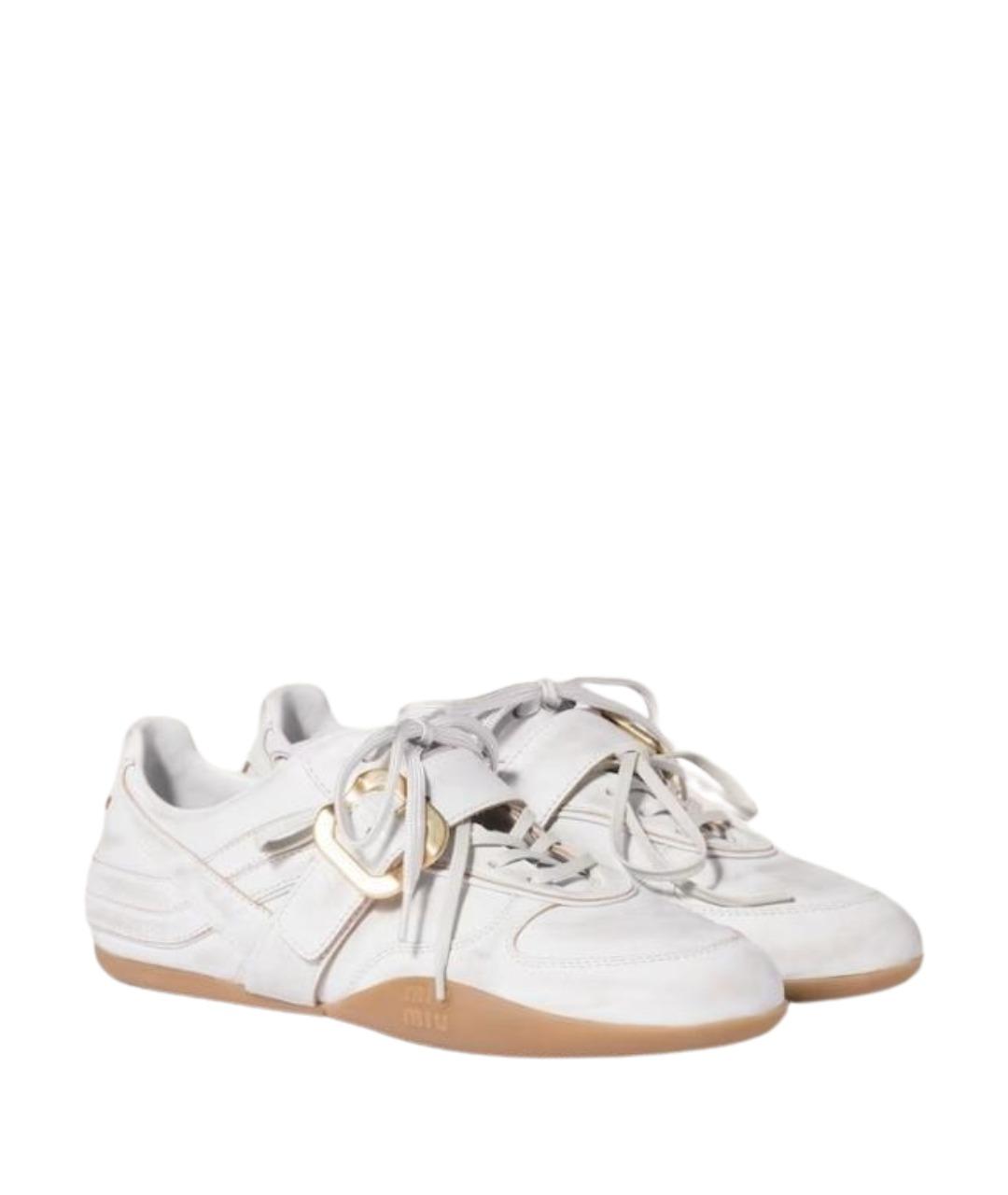 MIU MIU Белые кожаные кроссовки, фото 3