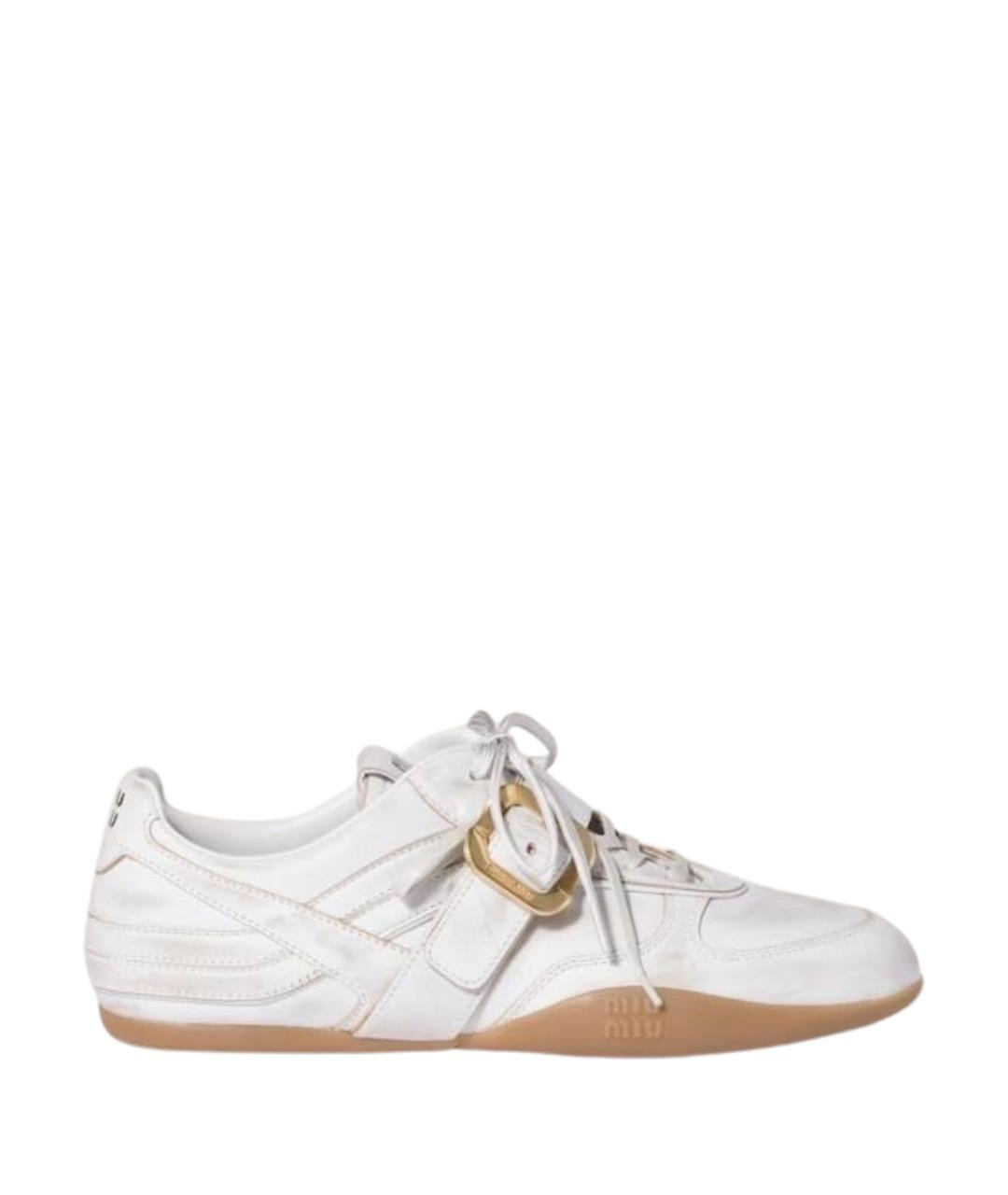 MIU MIU Белые кожаные кроссовки, фото 1