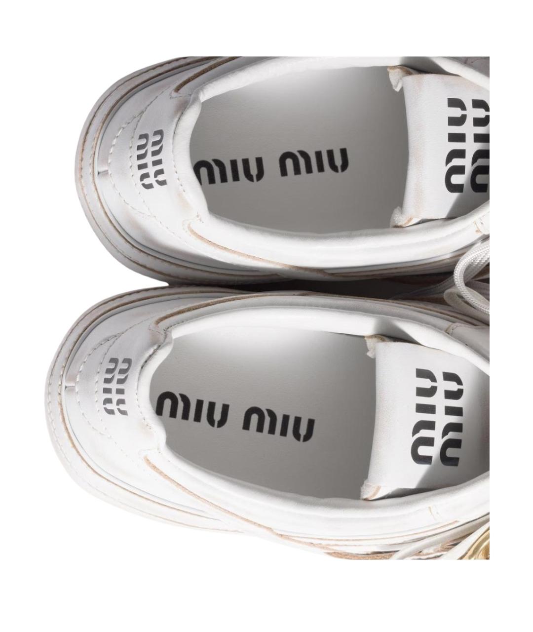 MIU MIU Белые кожаные кроссовки, фото 2