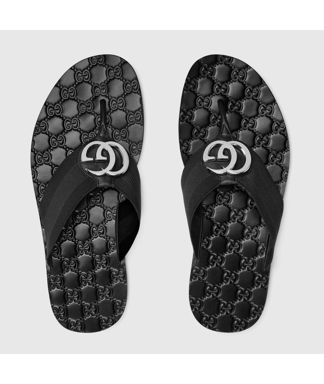 GUCCI Черные синтетические шлепанцы, фото 4