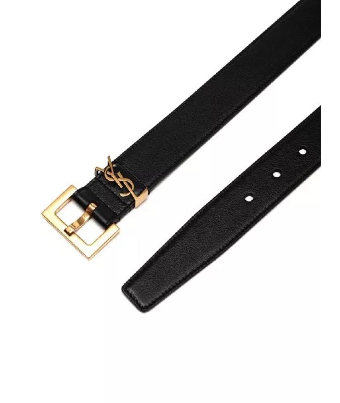 SAINT LAURENT Черный кожаный ремень, фото 2