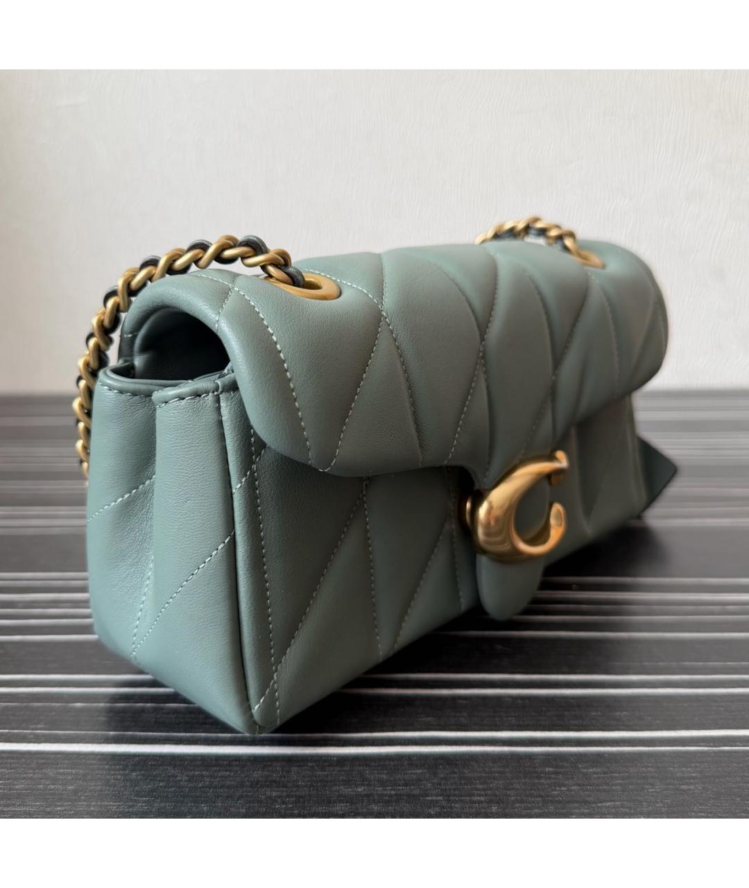 COACH Бирюзовая кожаная сумка через плечо, фото 2