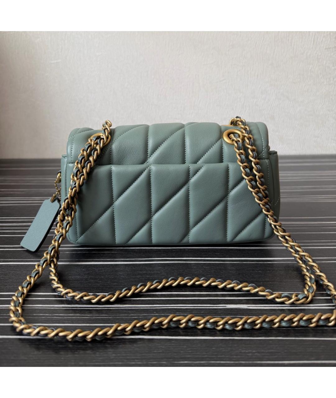 COACH Бирюзовая кожаная сумка через плечо, фото 3