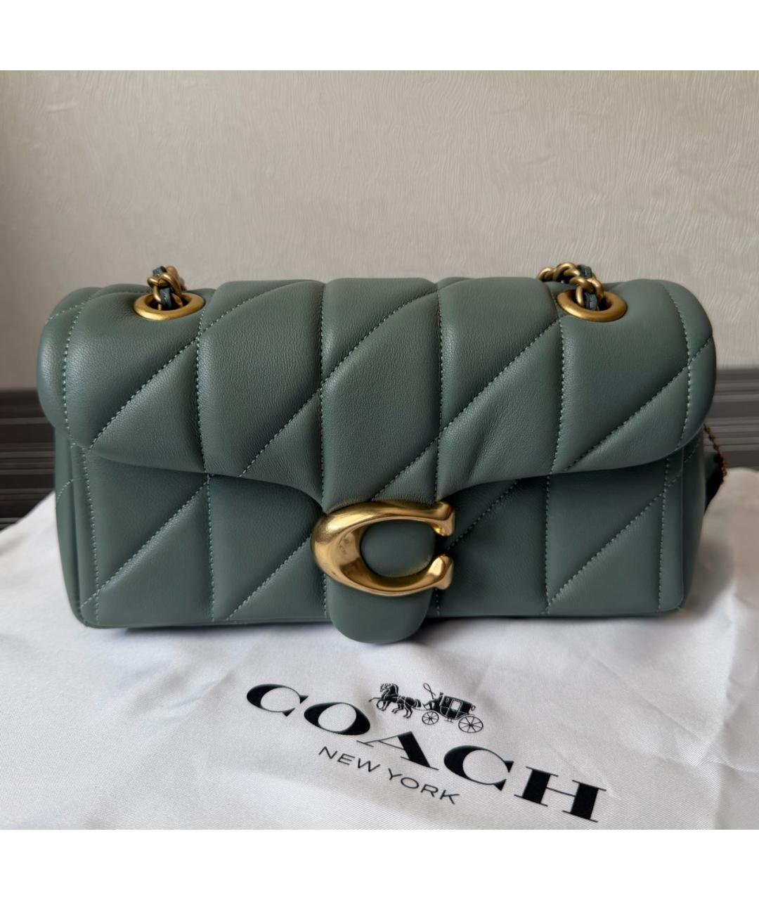 COACH Бирюзовая кожаная сумка через плечо, фото 6