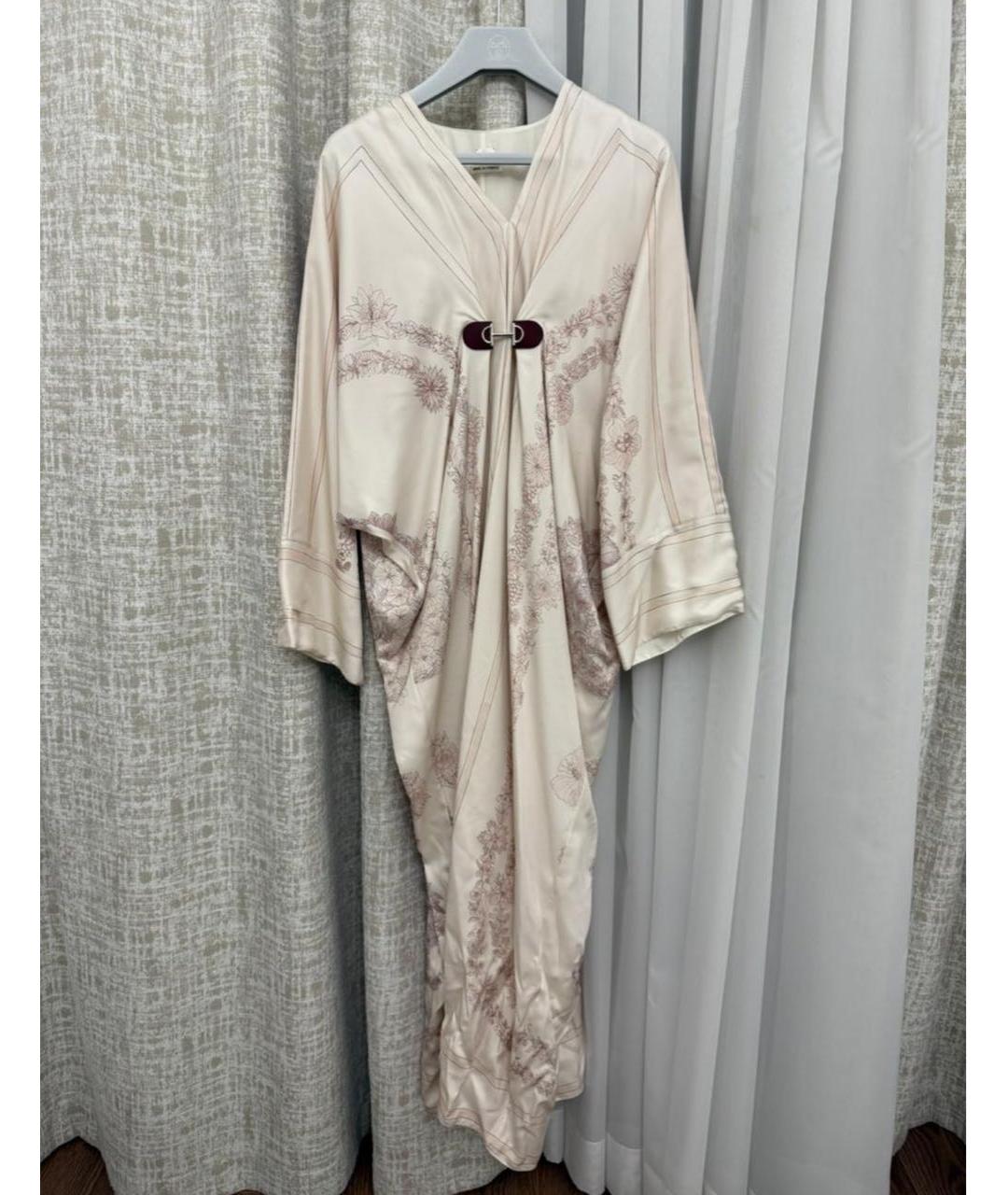 HERMES Белое шелковое вечернее платье, фото 5