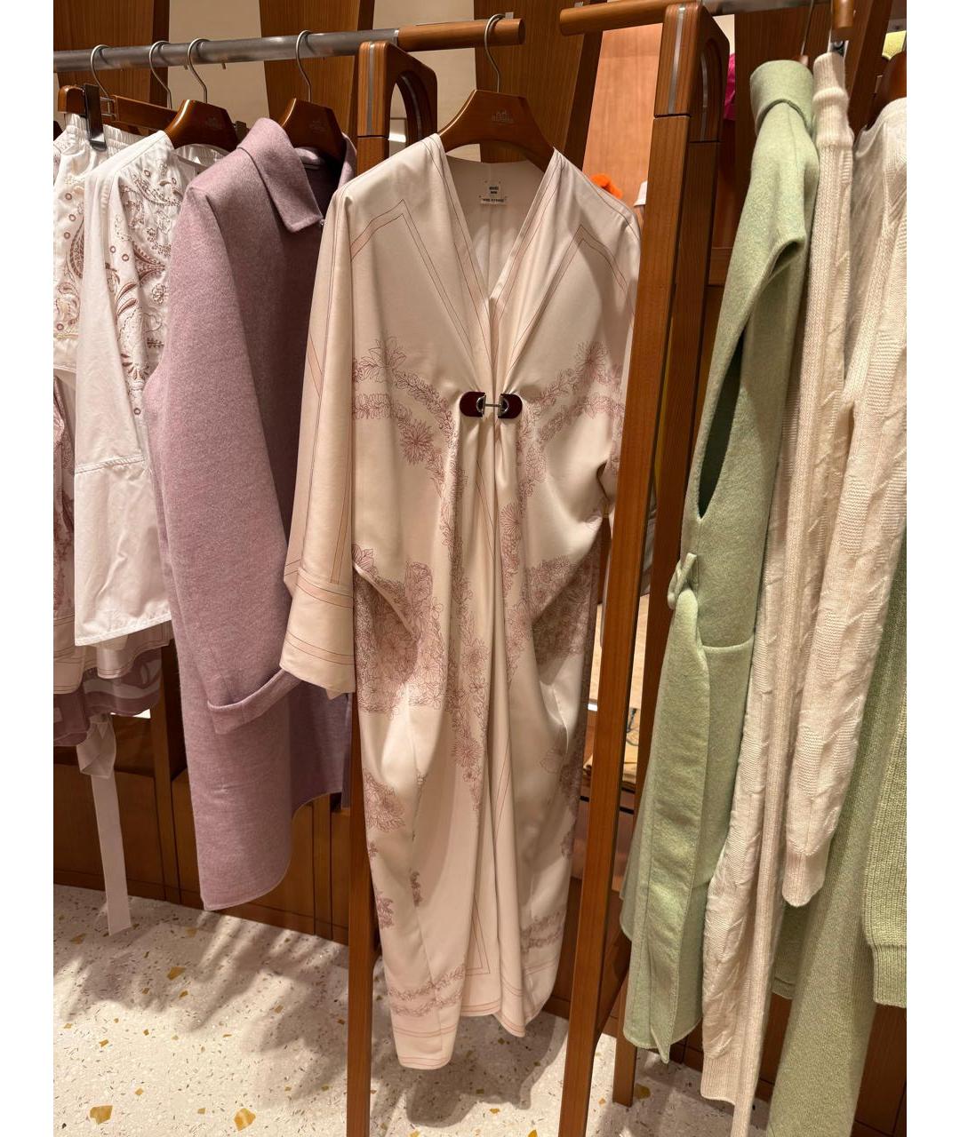 HERMES Белое шелковое вечернее платье, фото 4