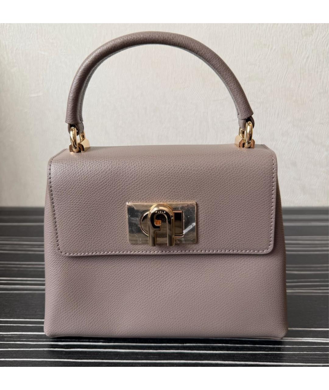 FURLA Бежевая кожаная сумка через плечо, фото 7