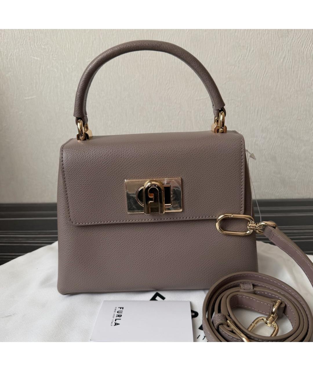 FURLA Бежевая кожаная сумка через плечо, фото 6