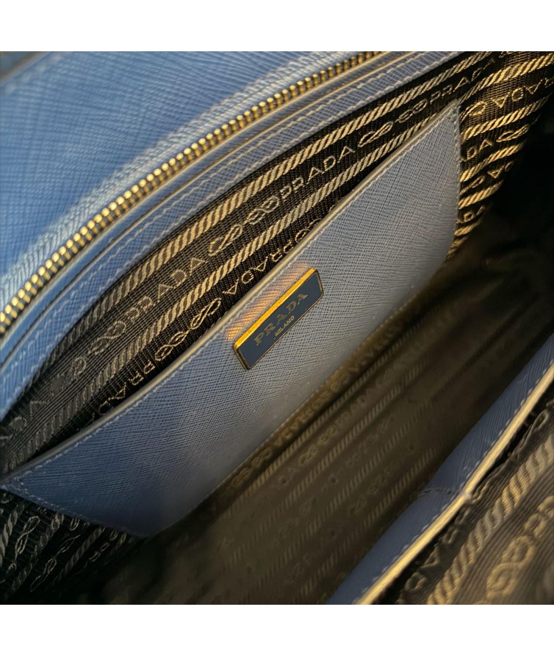 PRADA Темно-синяя кожаная сумка с короткими ручками, фото 5