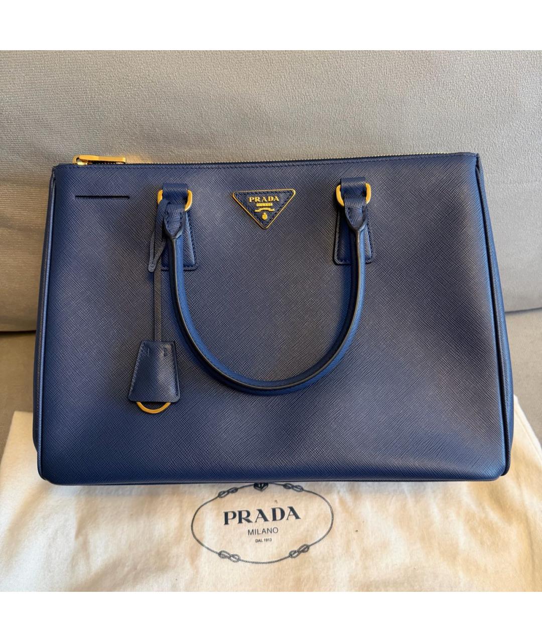 PRADA Темно-синяя кожаная сумка с короткими ручками, фото 2