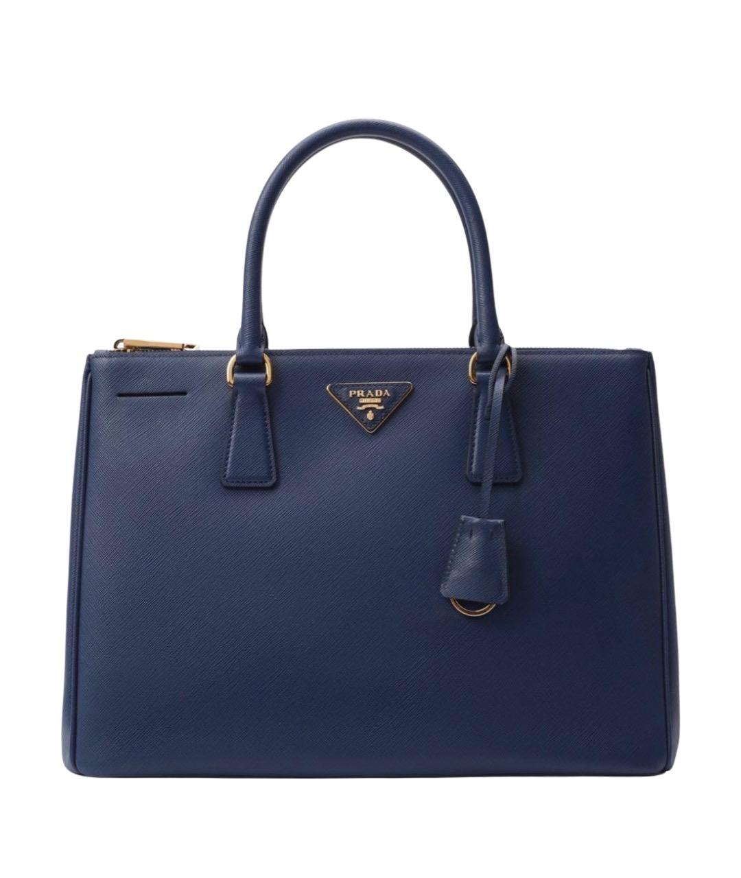 PRADA Темно-синяя кожаная сумка с короткими ручками, фото 1