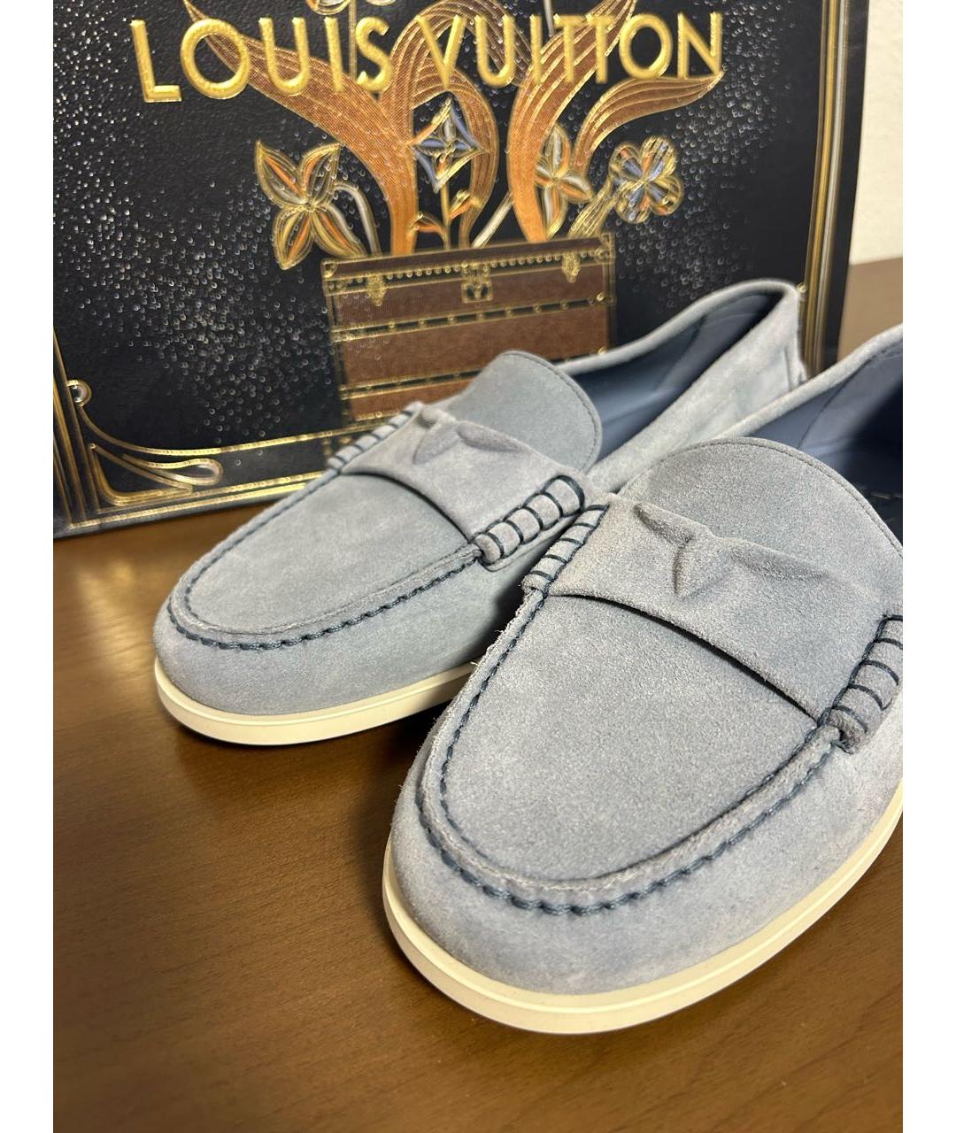 LOUIS VUITTON Голубые замшевые лоферы, фото 4