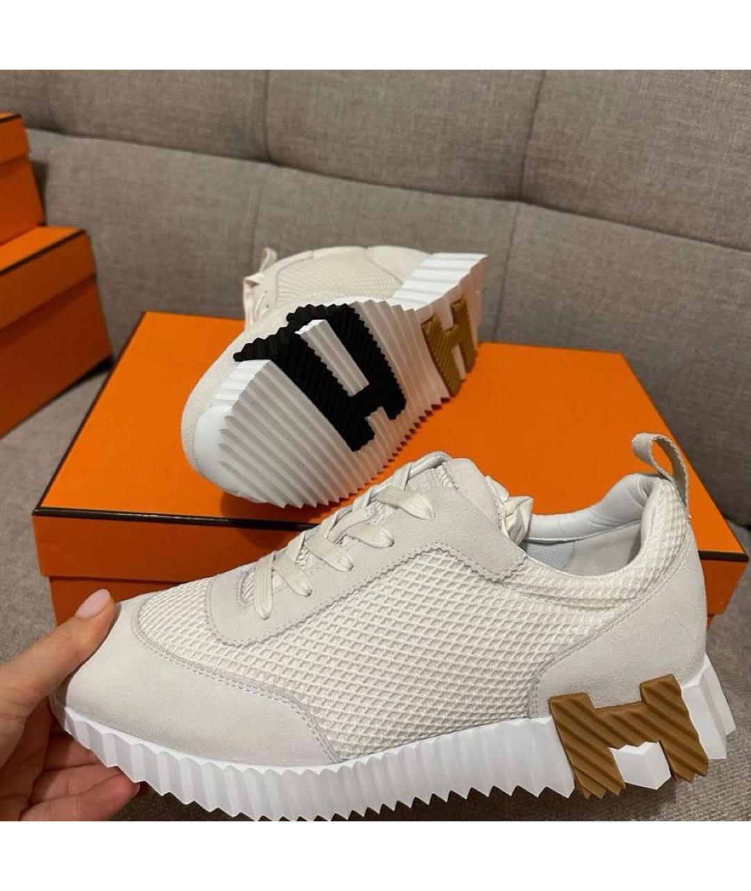 HERMES Белые текстильные кроссовки, фото 2