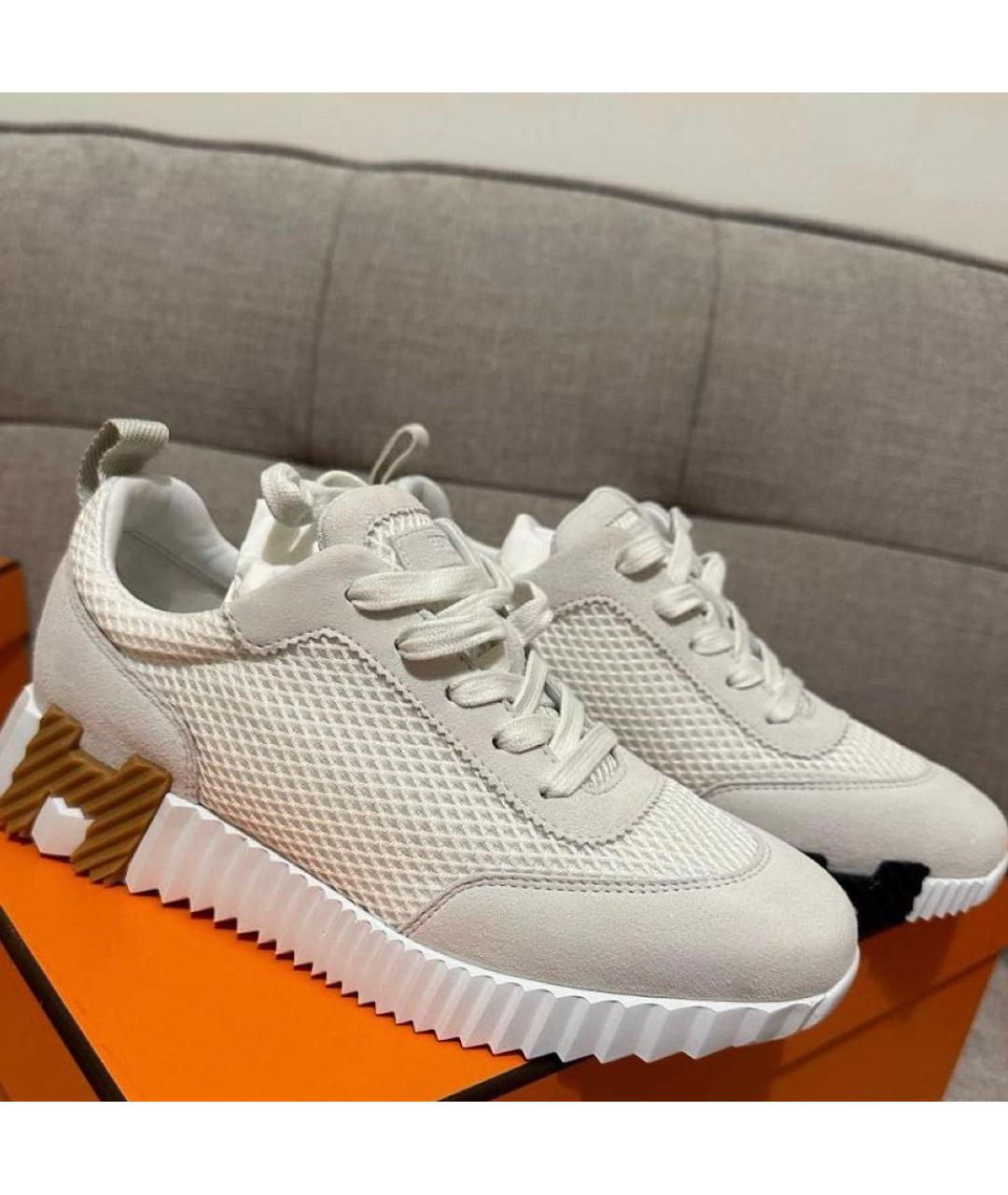 HERMES Белые текстильные кроссовки, фото 3
