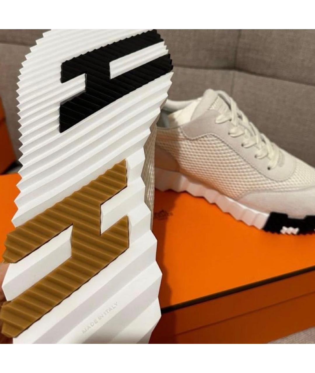 HERMES Белые текстильные кроссовки, фото 8