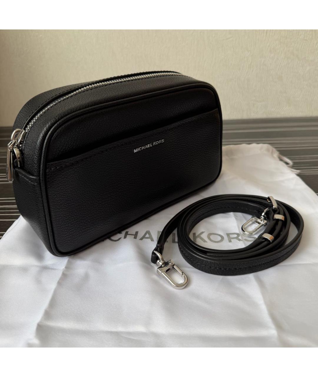 MICHAEL KORS Черная кожаная сумка через плечо, фото 4