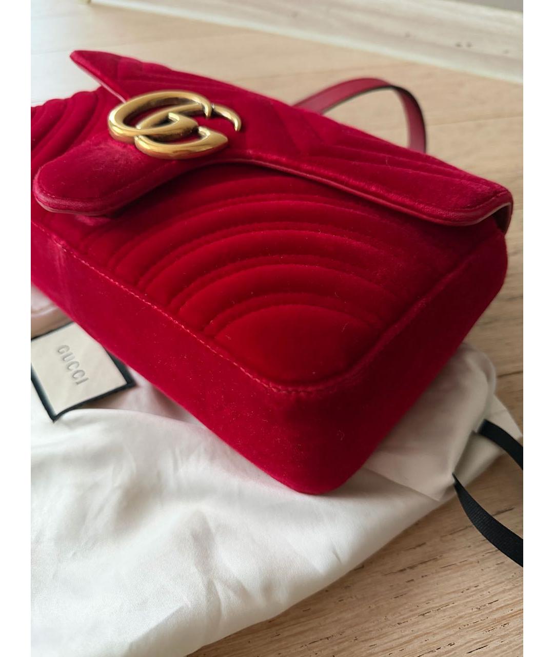GUCCI Красная бархатная сумка через плечо, фото 7