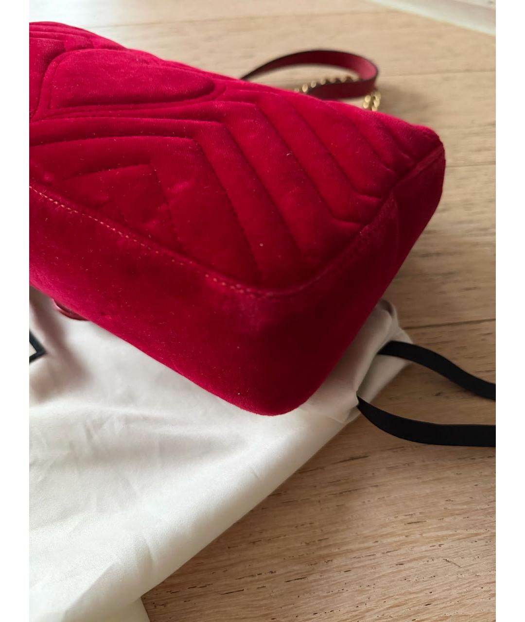 GUCCI Красная бархатная сумка через плечо, фото 8