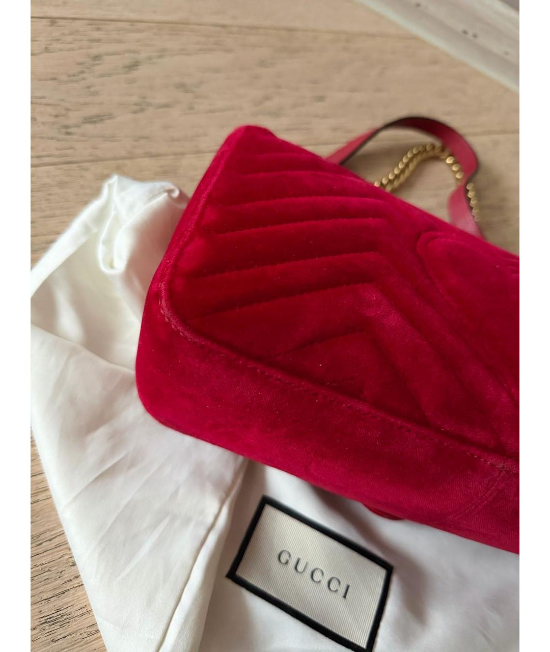 GUCCI Красная бархатная сумка через плечо, фото 5
