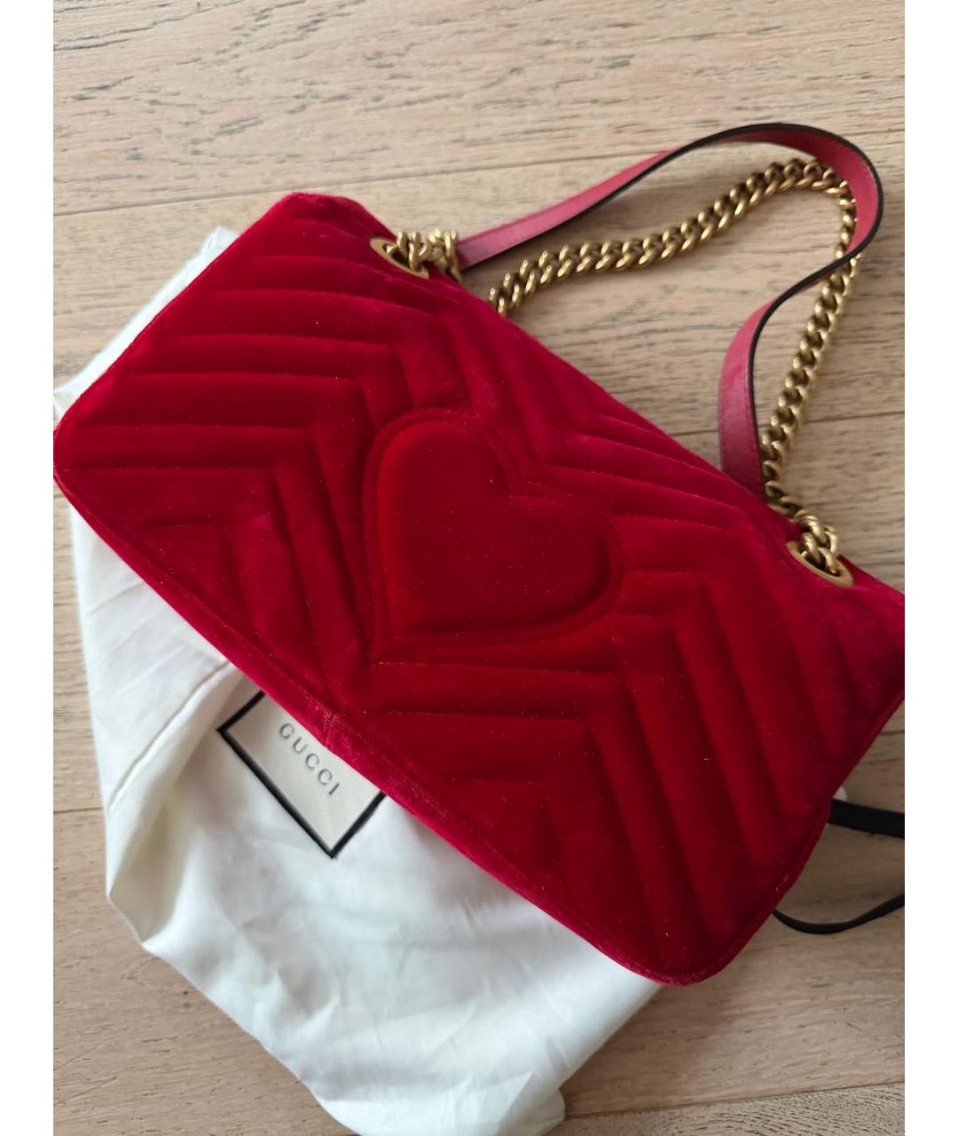 GUCCI Красная бархатная сумка через плечо, фото 3