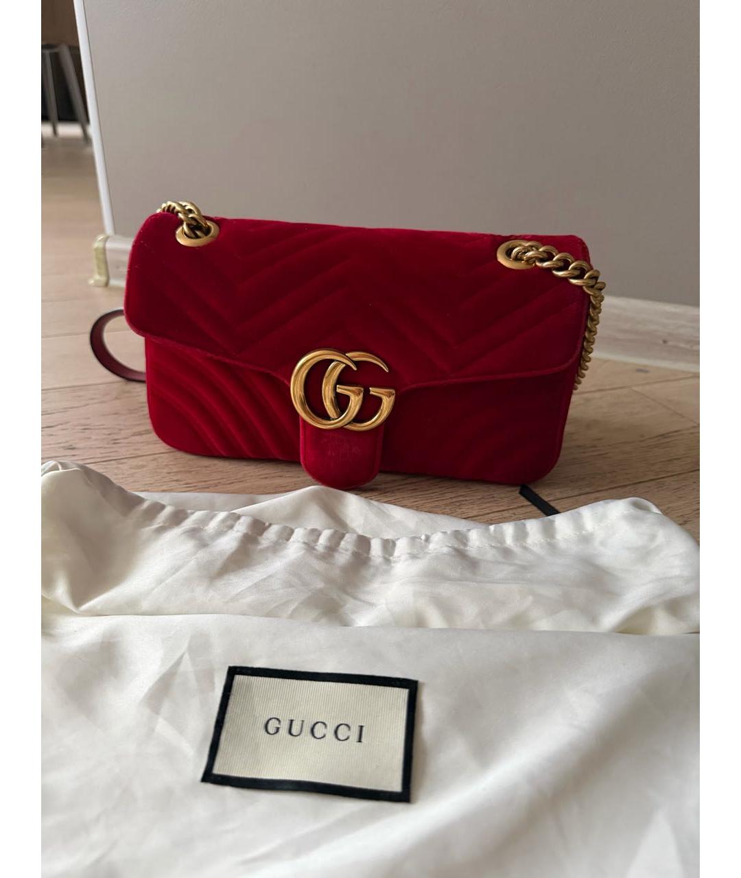 GUCCI Красная бархатная сумка через плечо, фото 9