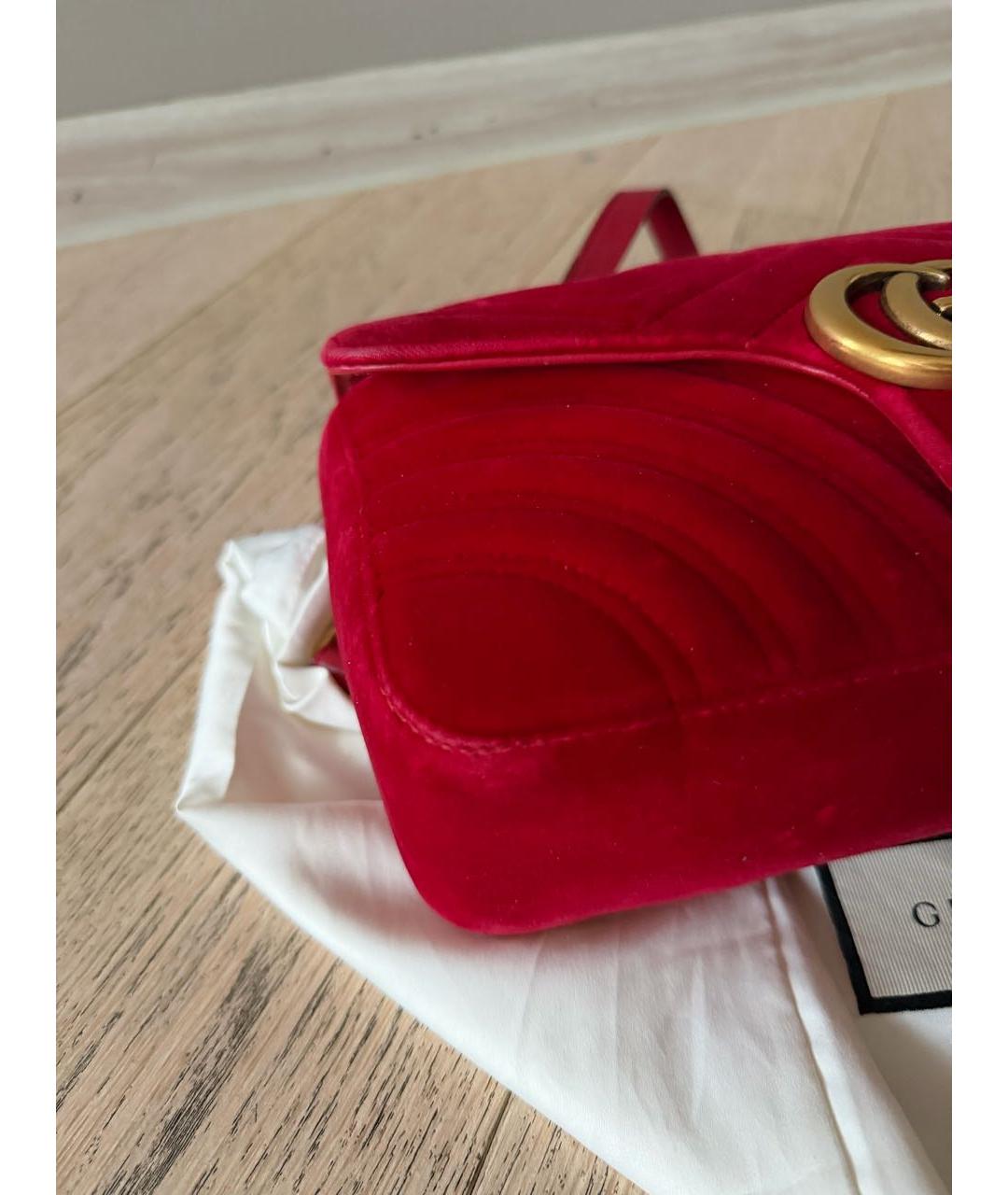 GUCCI Красная бархатная сумка через плечо, фото 6