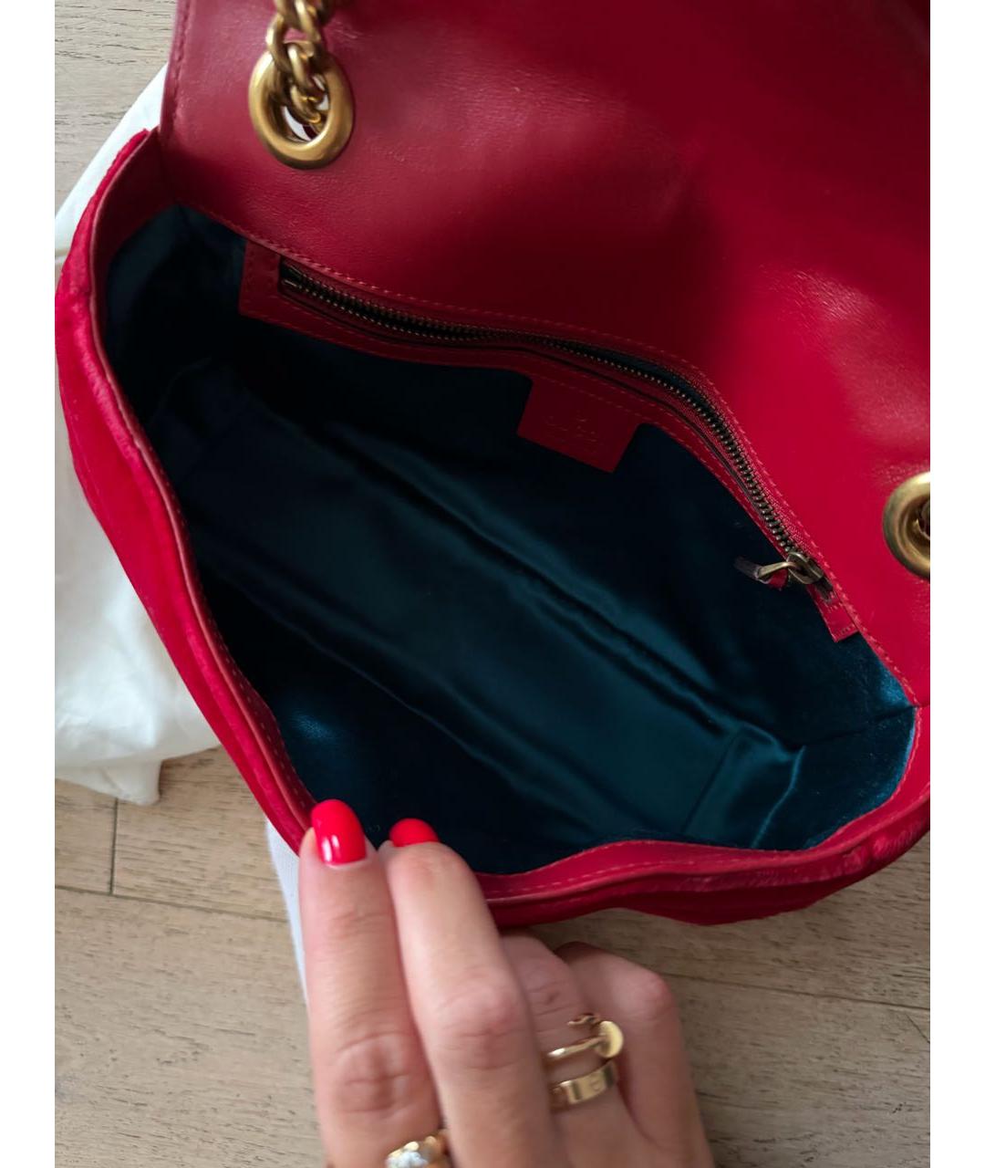 GUCCI Красная бархатная сумка через плечо, фото 4