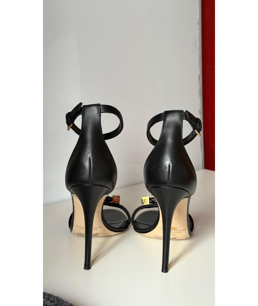 ELISABETTA FRANCHI Черные кожаные босоножки, фото 4