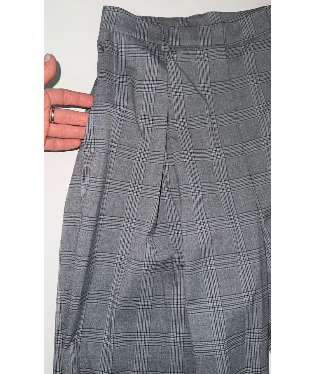 ROTATE Серые хлопковые прямые брюки, фото 3