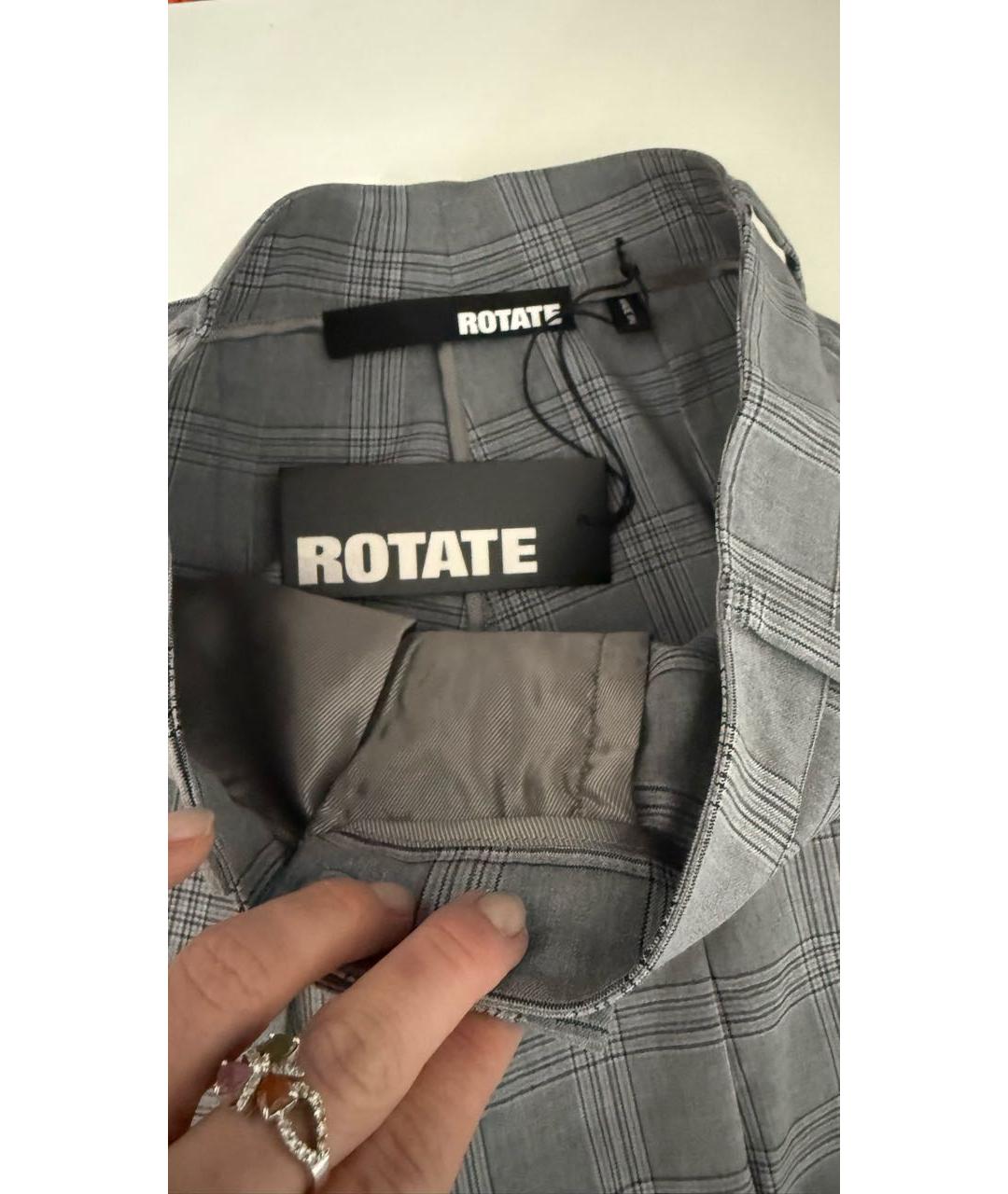 ROTATE Серые хлопковые прямые брюки, фото 6
