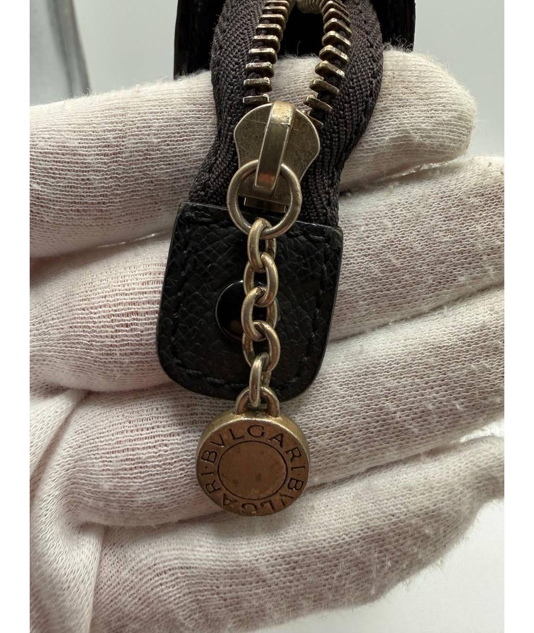 BVLGARI Черная кожаная барсетка, фото 4