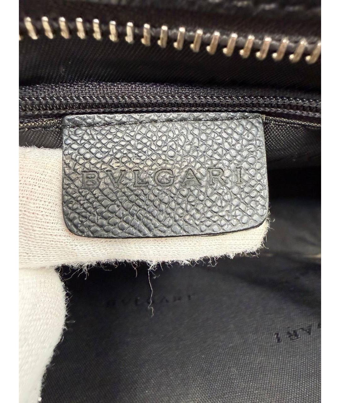 BVLGARI Черная кожаная барсетка, фото 7
