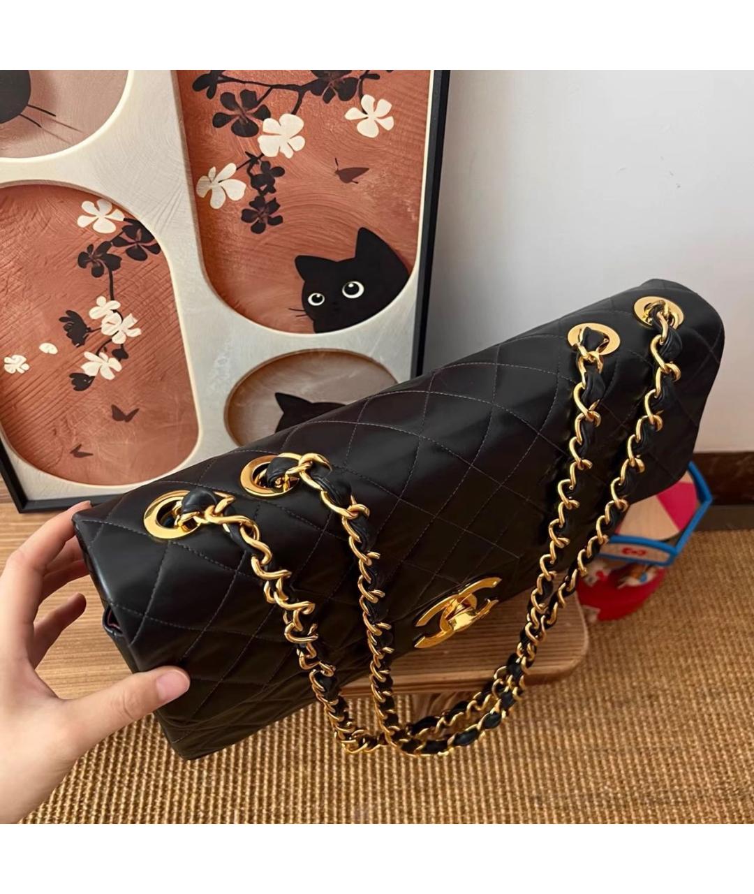 CHANEL Черная кожаная сумка через плечо, фото 3