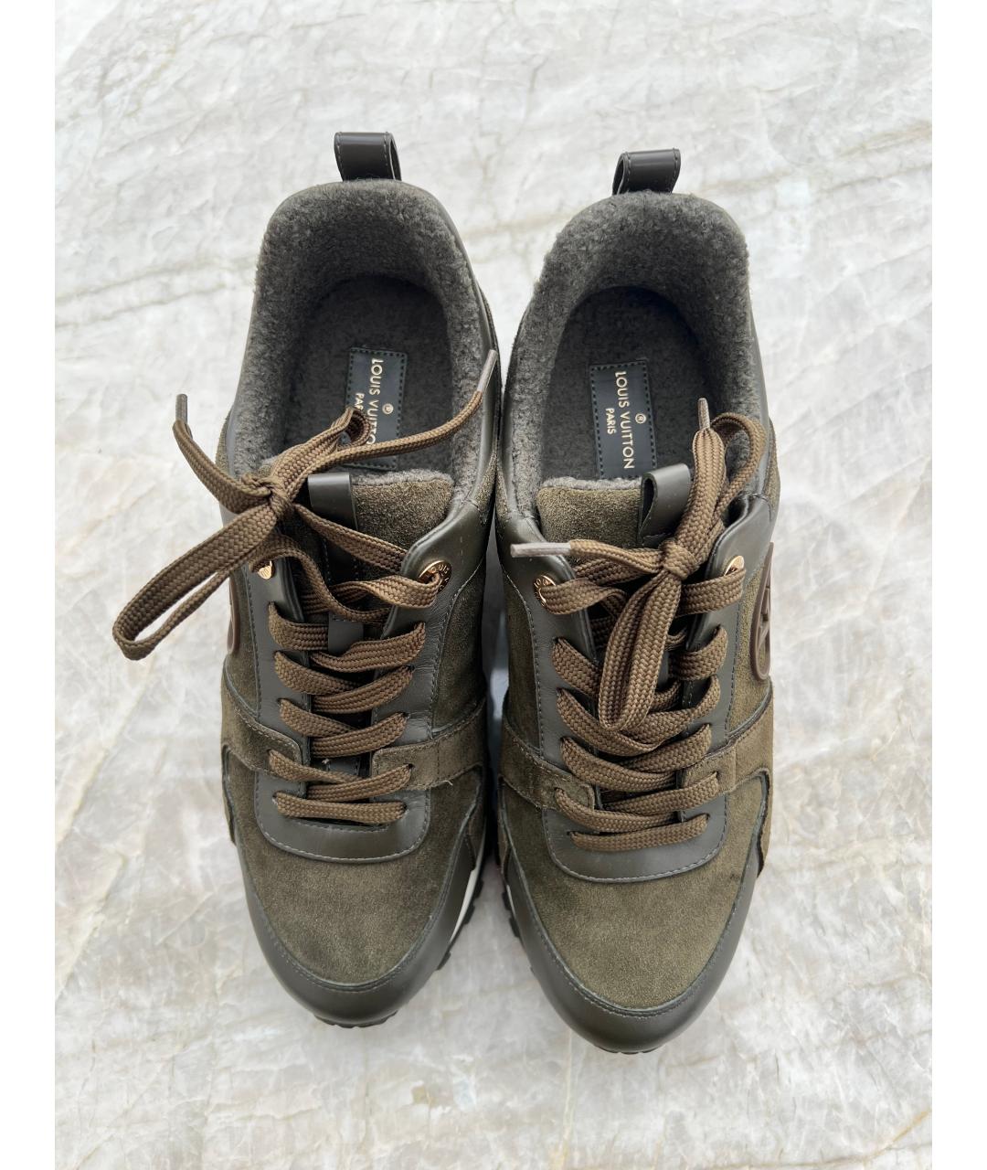 LOUIS VUITTON Хаки замшевые кроссовки, фото 2