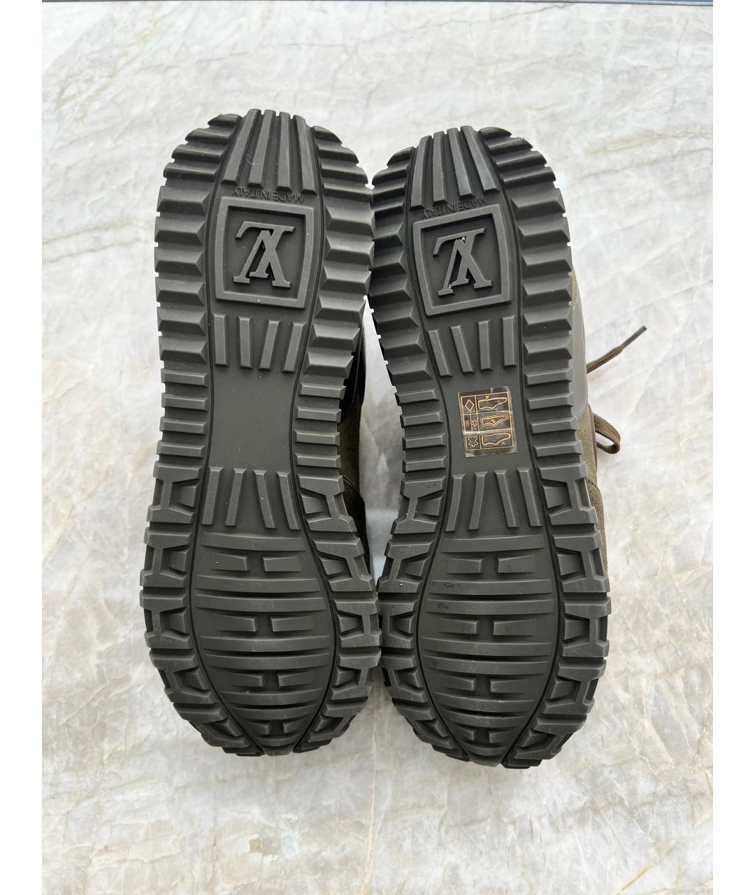 LOUIS VUITTON Хаки замшевые кроссовки, фото 5