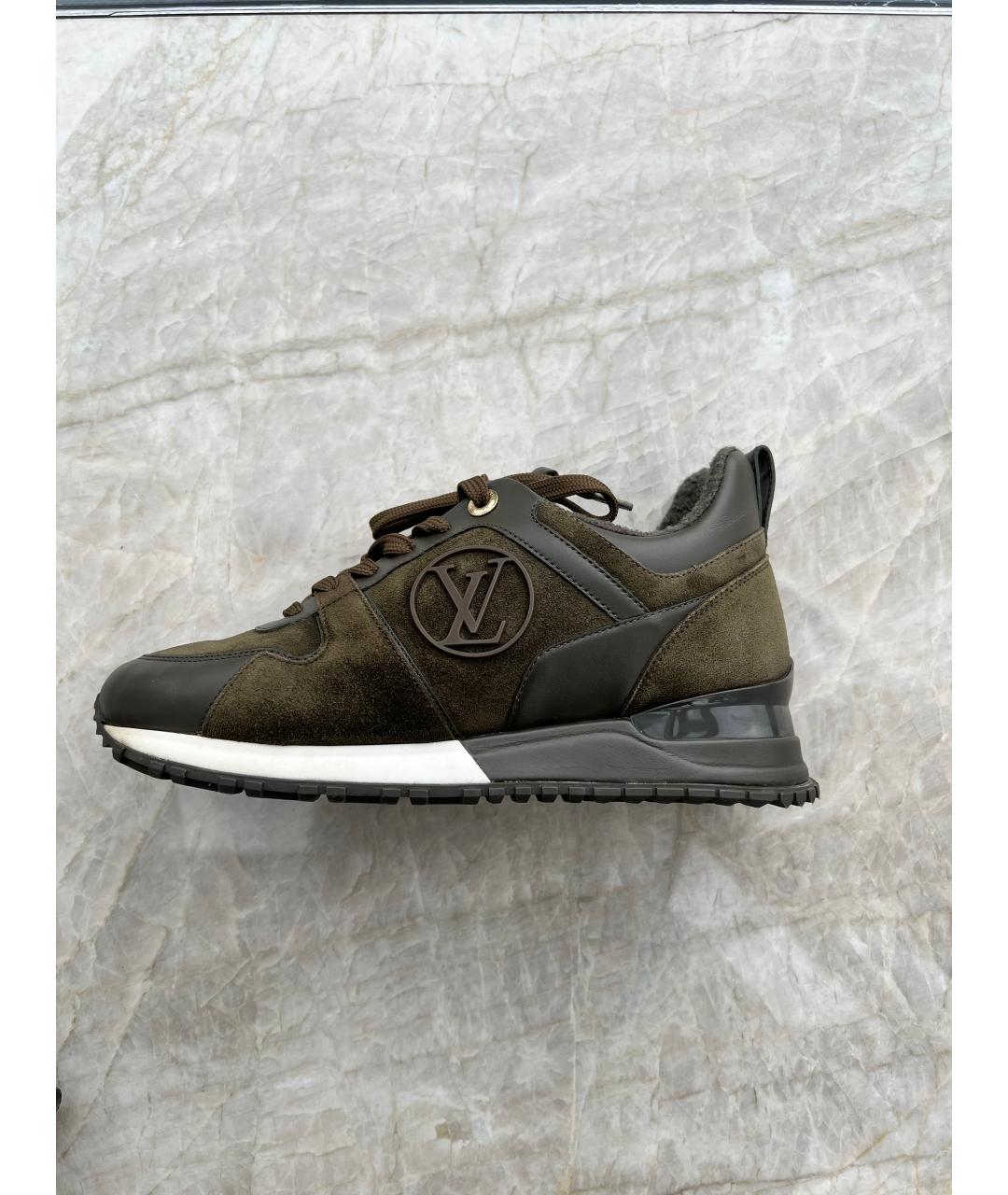 LOUIS VUITTON Хаки замшевые кроссовки, фото 7