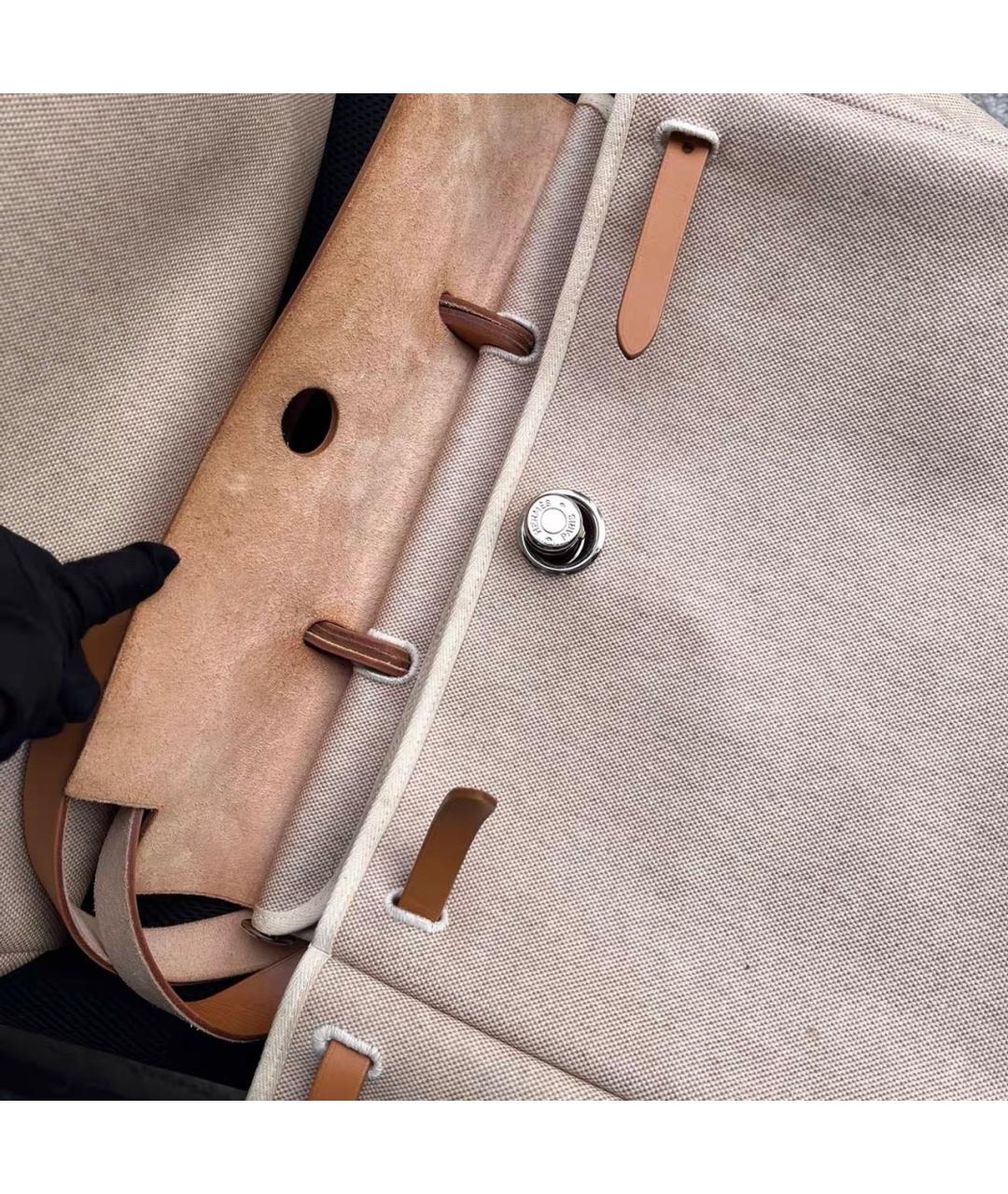 HERMES Бежевая тканевая сумка через плечо, фото 4