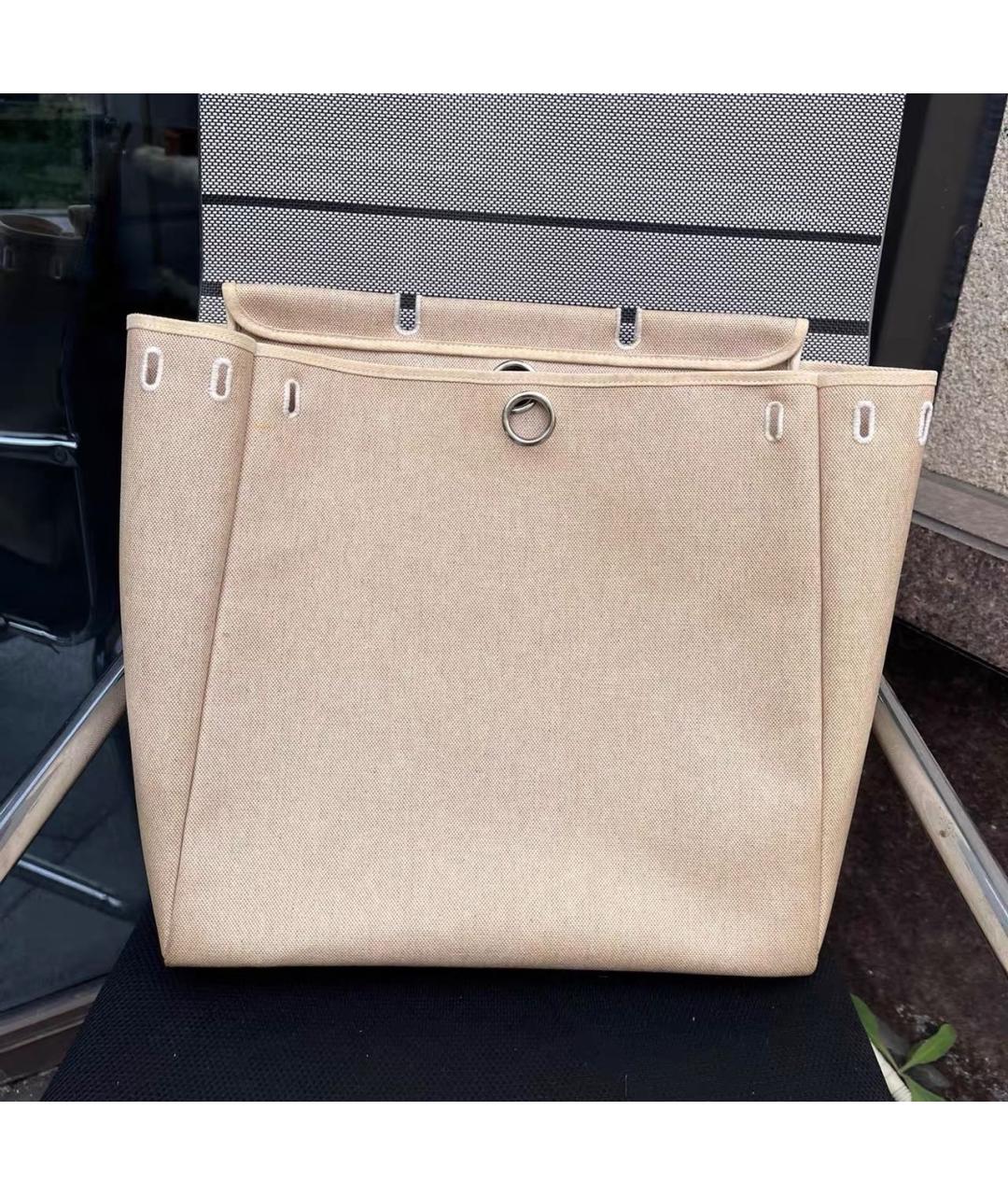 HERMES Бежевая тканевая сумка через плечо, фото 8