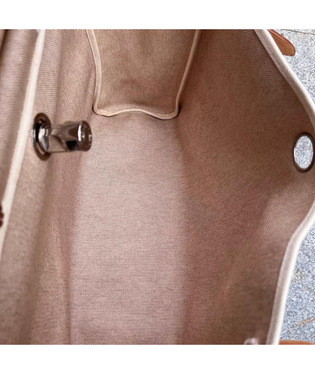 HERMES Бежевая тканевая сумка через плечо, фото 3
