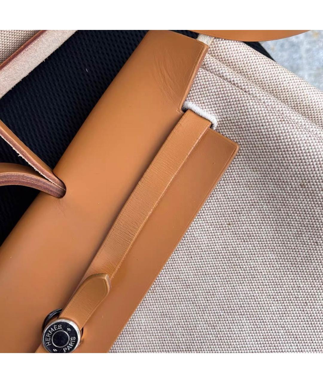 HERMES Бежевая тканевая сумка через плечо, фото 7