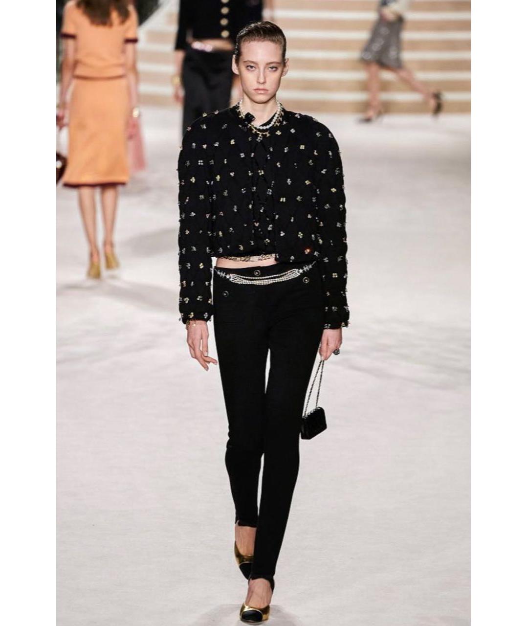 CHANEL Черные шерстяные брюки узкие, фото 2