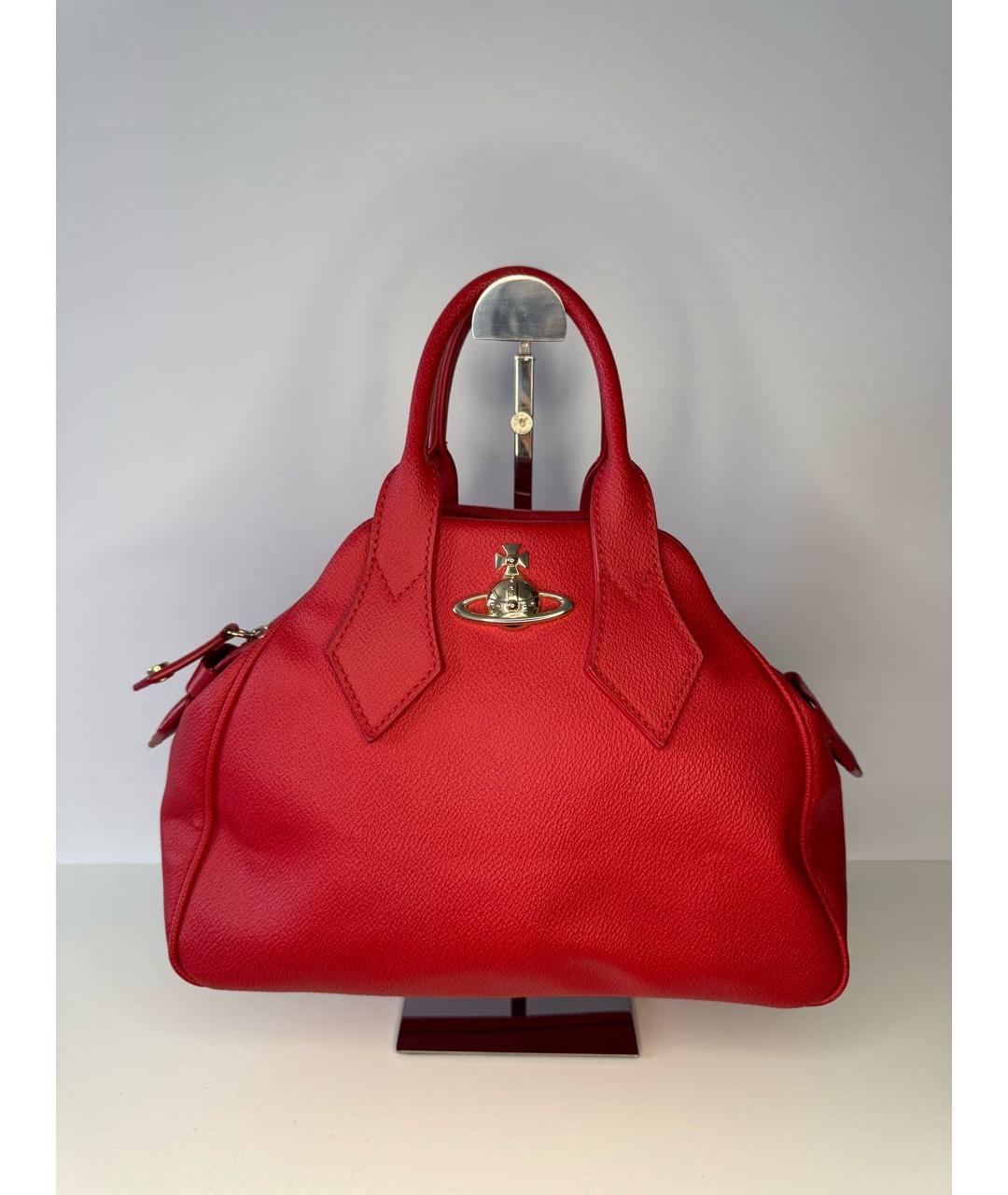 VIVIENNE WESTWOOD Красная кожаная сумка с короткими ручками, фото 8