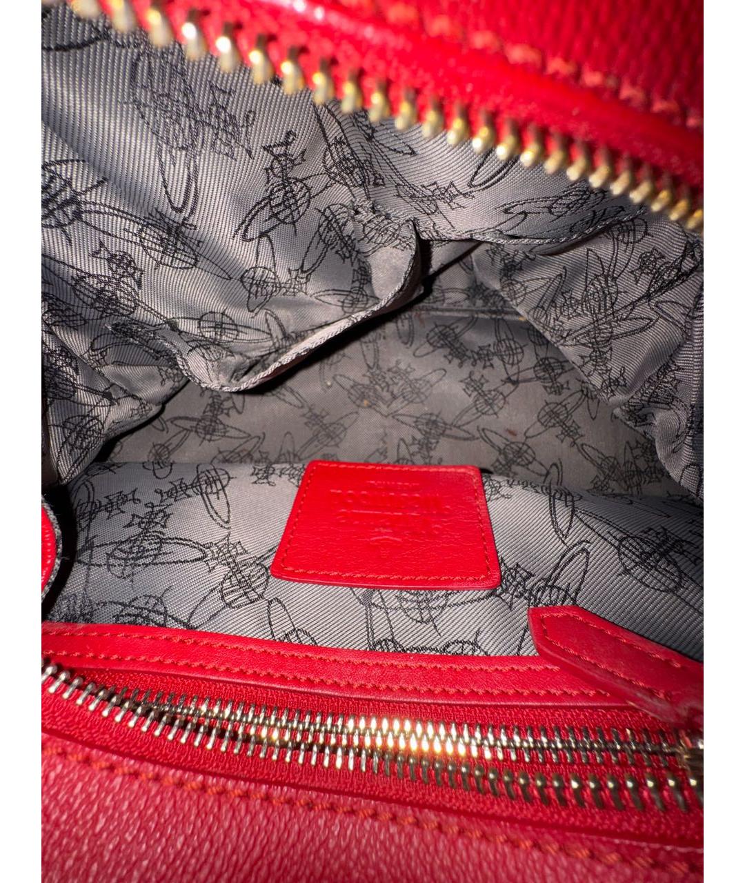 VIVIENNE WESTWOOD Красная кожаная сумка с короткими ручками, фото 4