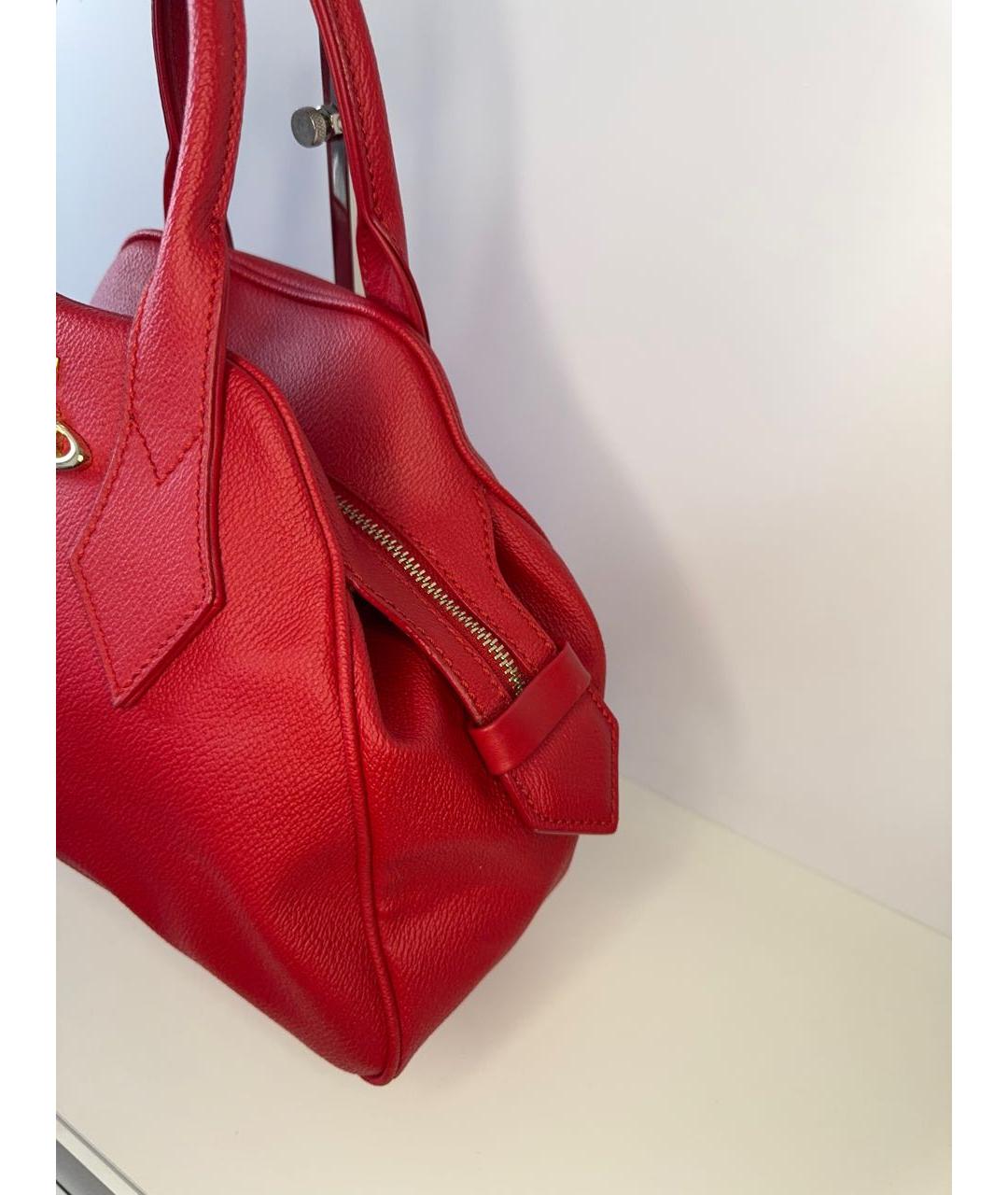 VIVIENNE WESTWOOD Красная кожаная сумка с короткими ручками, фото 7