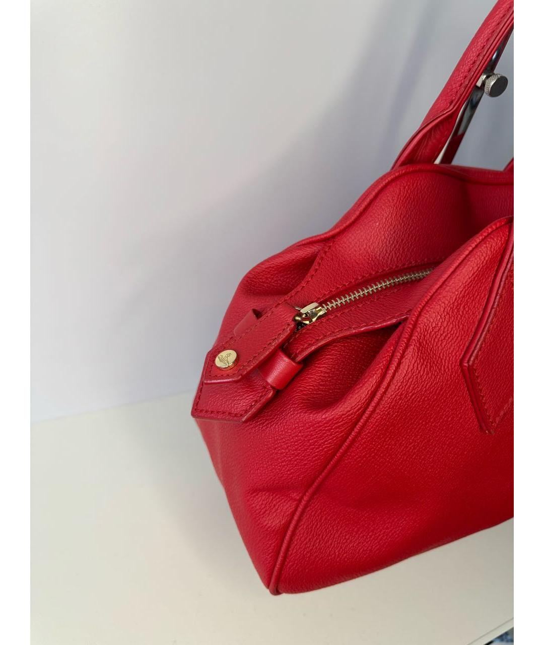 VIVIENNE WESTWOOD Красная кожаная сумка с короткими ручками, фото 6