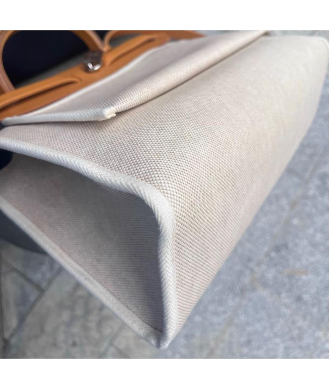 HERMES Бежевая тканевая сумка через плечо, фото 7